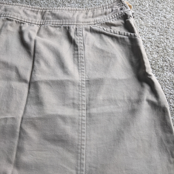 Pendleton 100% cotton tan full length a-line skirt pockets zip side button - Picture 10 of 12